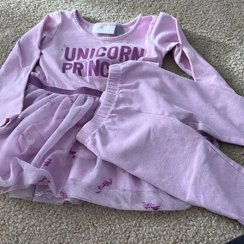 The Children’s Place Lilac Tunic Set with Tule Skirt- 12-24 months
